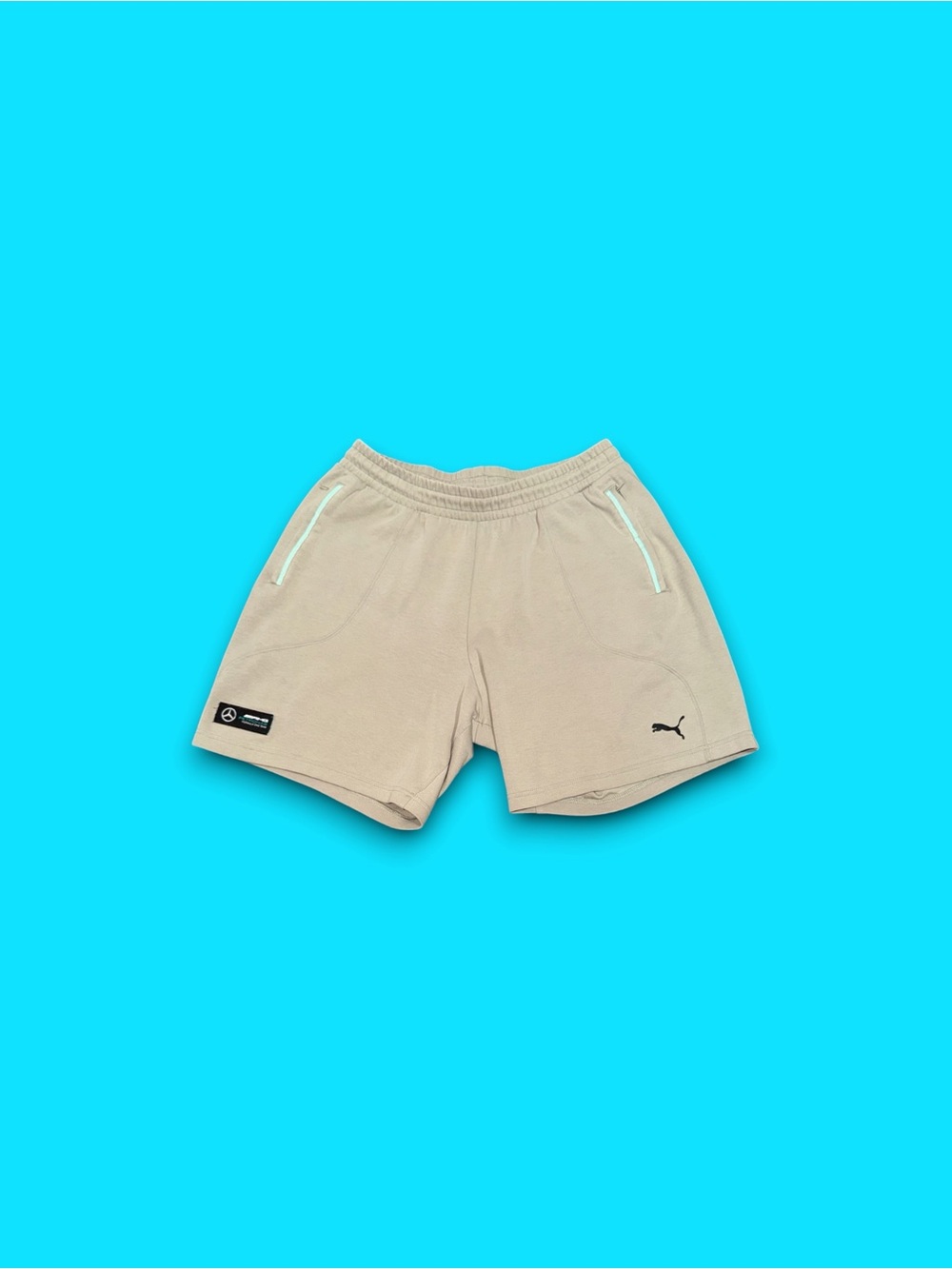 Puma Mercedes AMG Petronas formula one team sweat shorts beige men’s medium